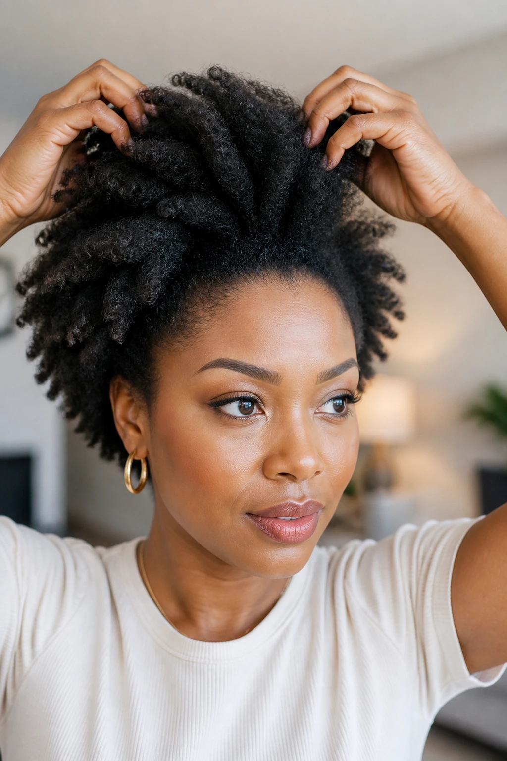 Real person demonstrating crown lift technique