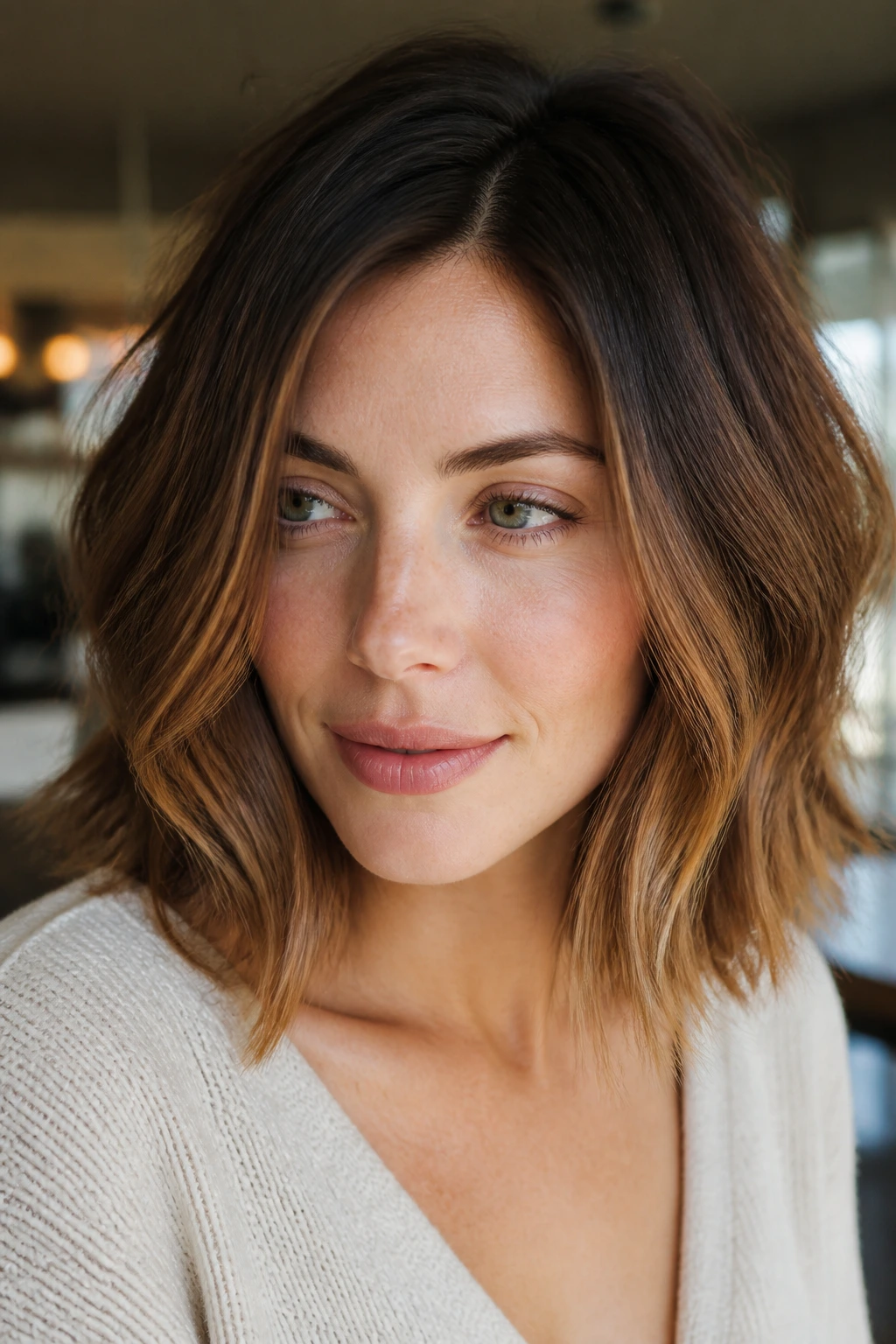 Rooted lob with deep root shadow and lighter midlengths on a real person