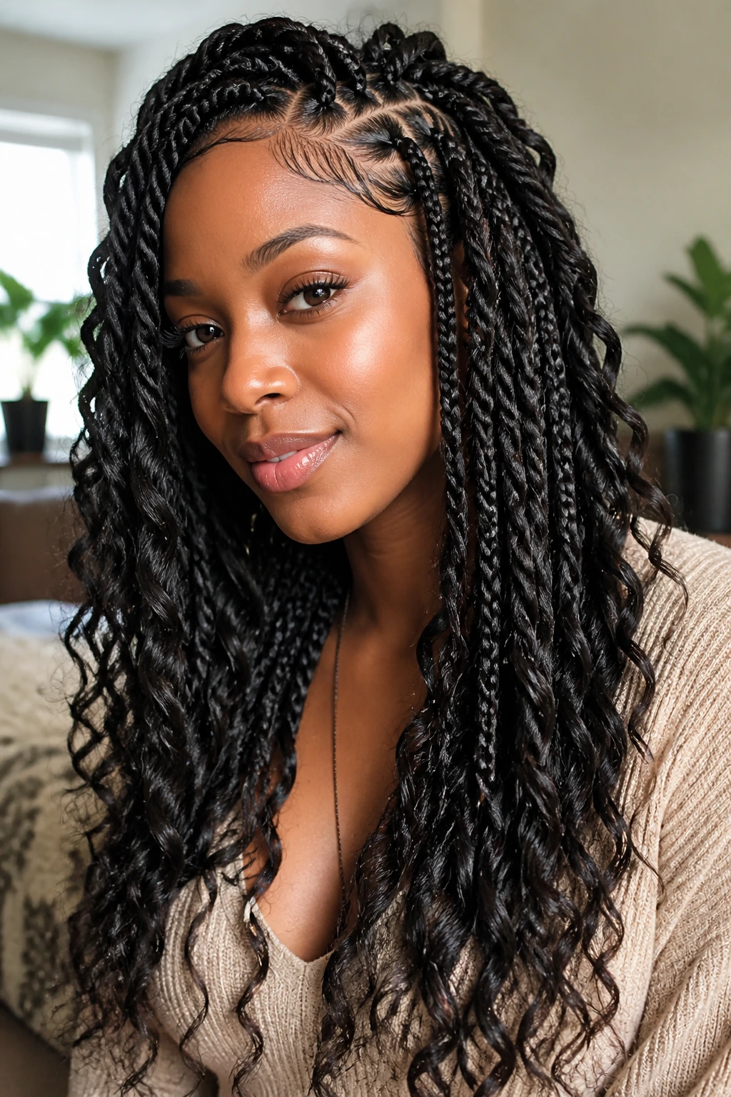 Real person with rope twists and braid combo