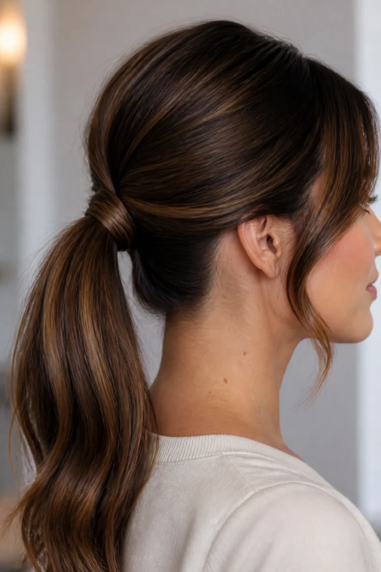 20 Volume Ponytails for Busy Mornings with Side-Swept Bangs