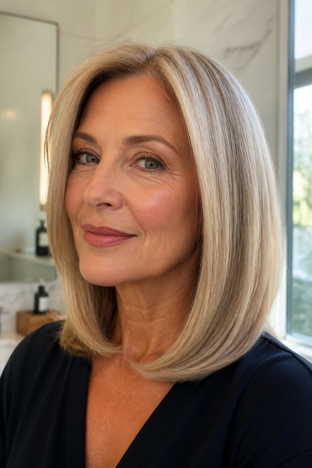 Close-up of a real woman with rounded ends from blow-dry