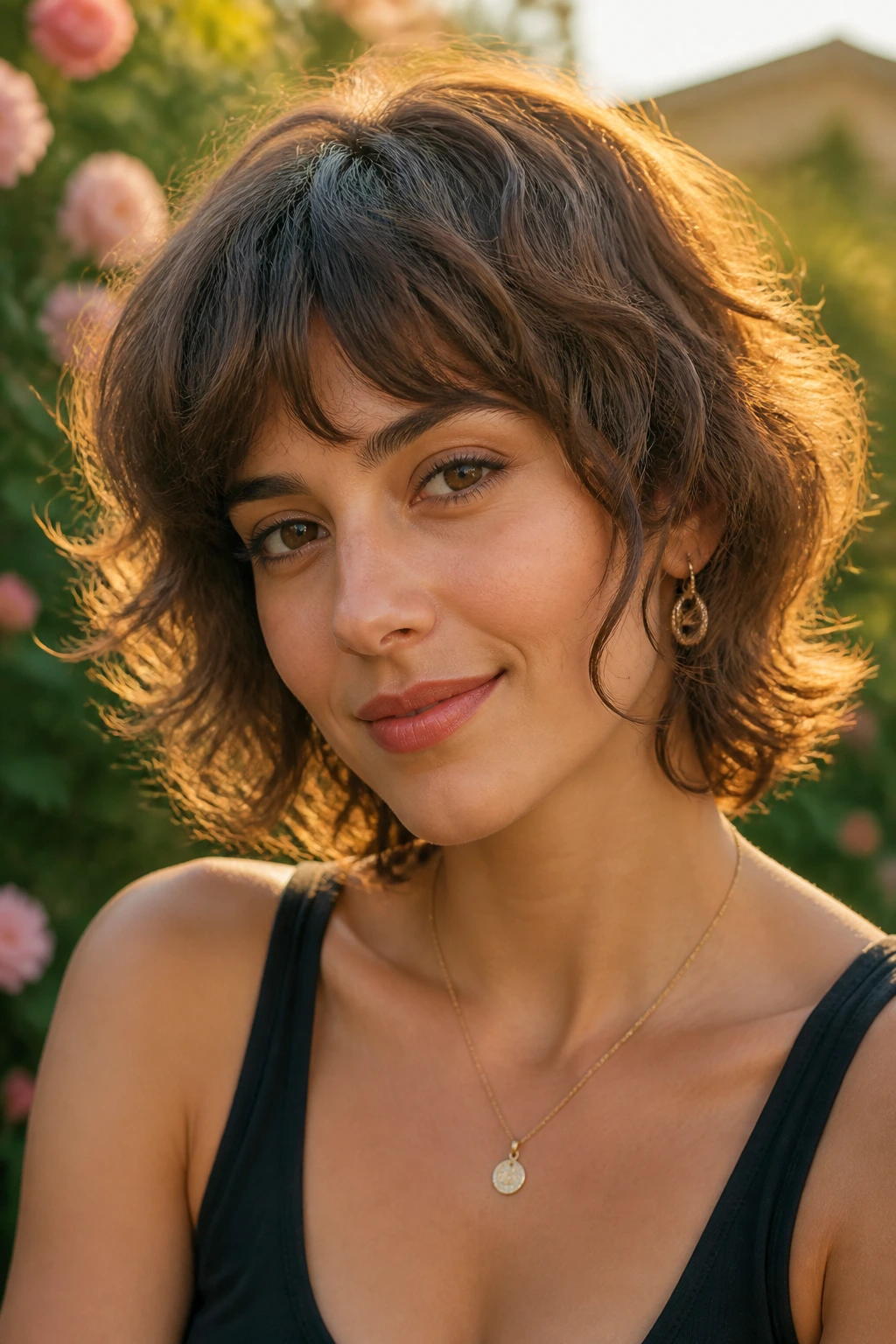 Portrait of a person with rounded French shag hairstyle