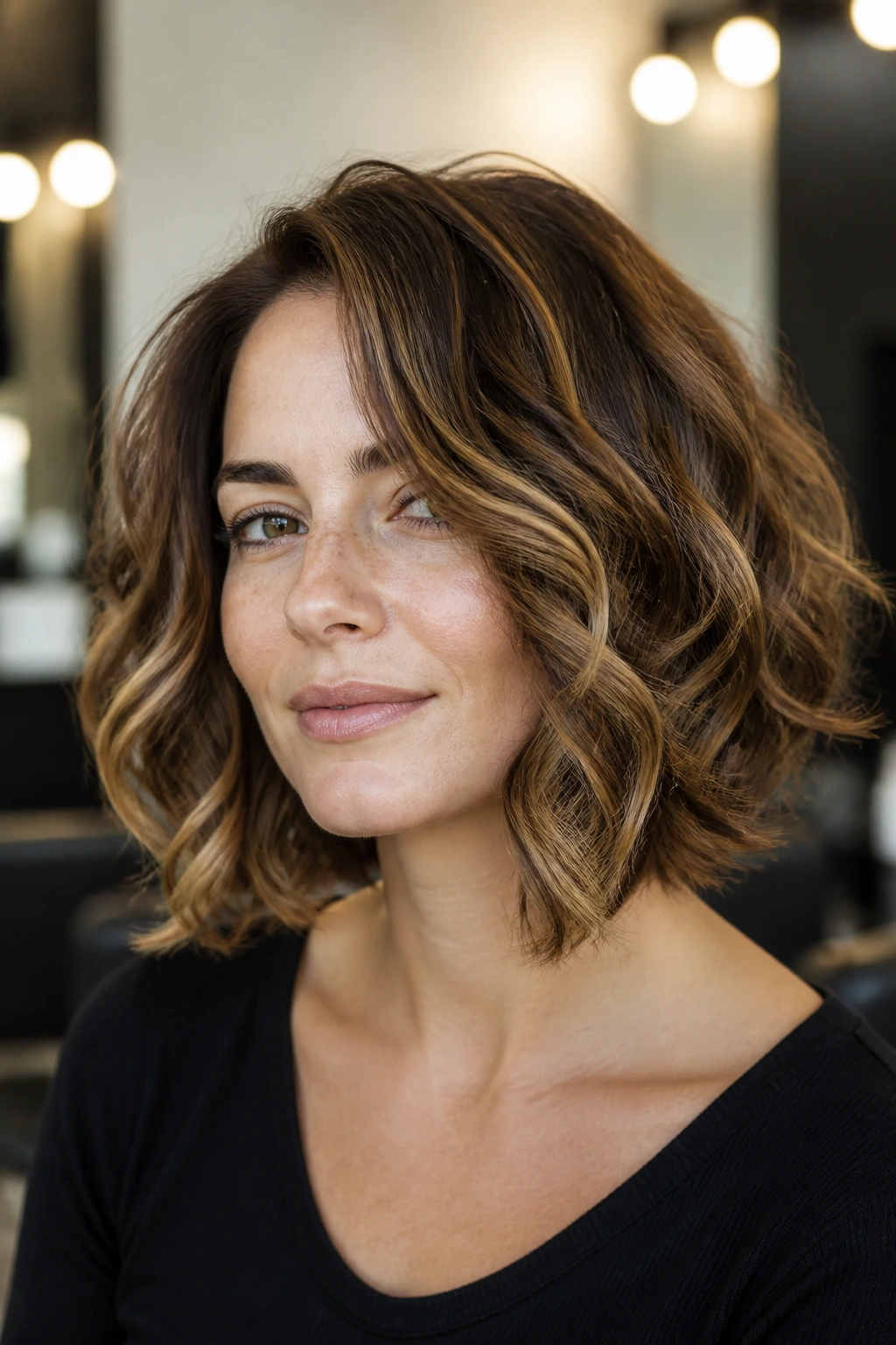 Portrait of a person with a rounded S-curve bob and lifted crown