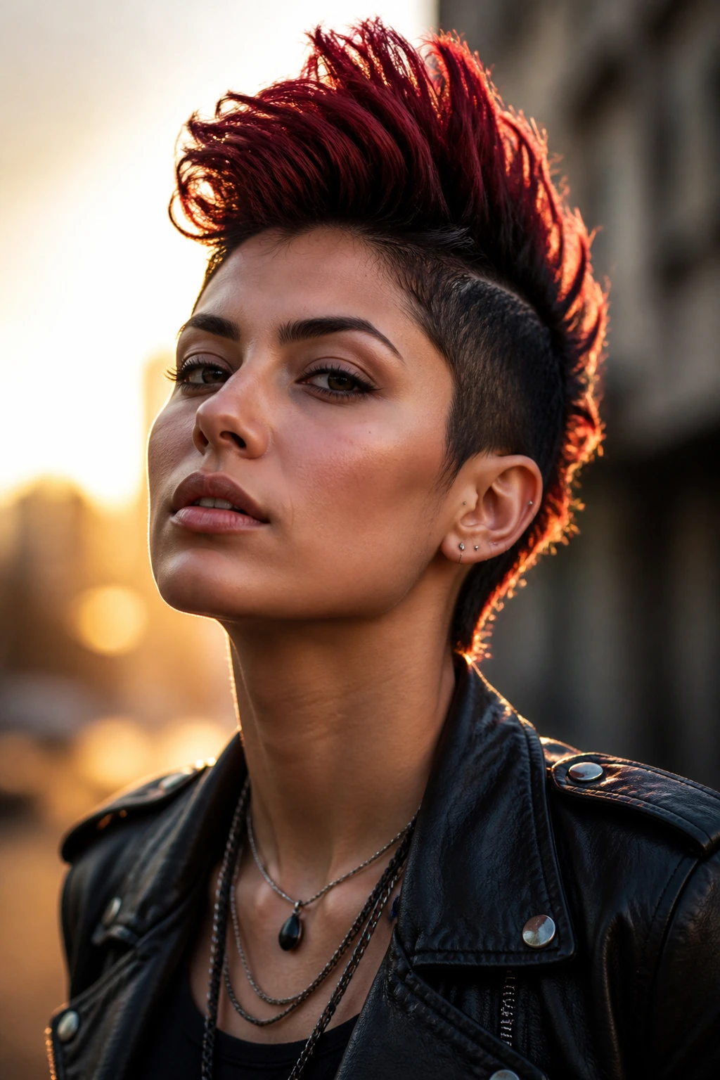 Real person with ruby faux hawk and black base