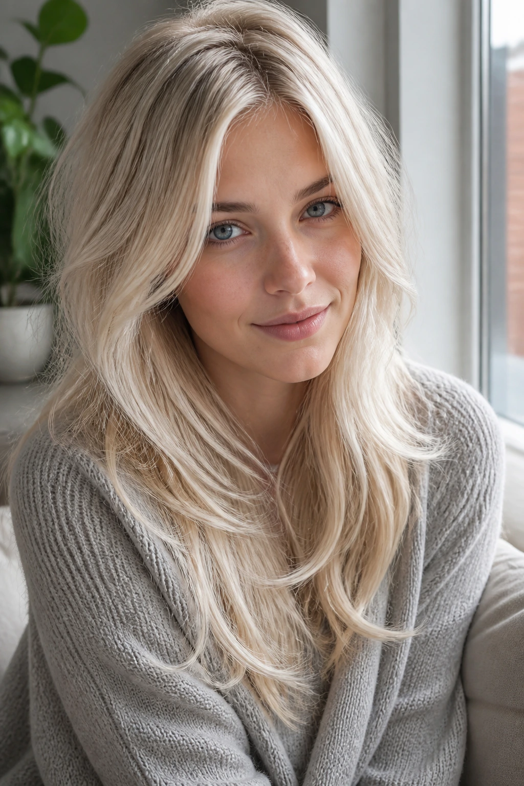 Portrait of a person with Scandinavian blonde layers