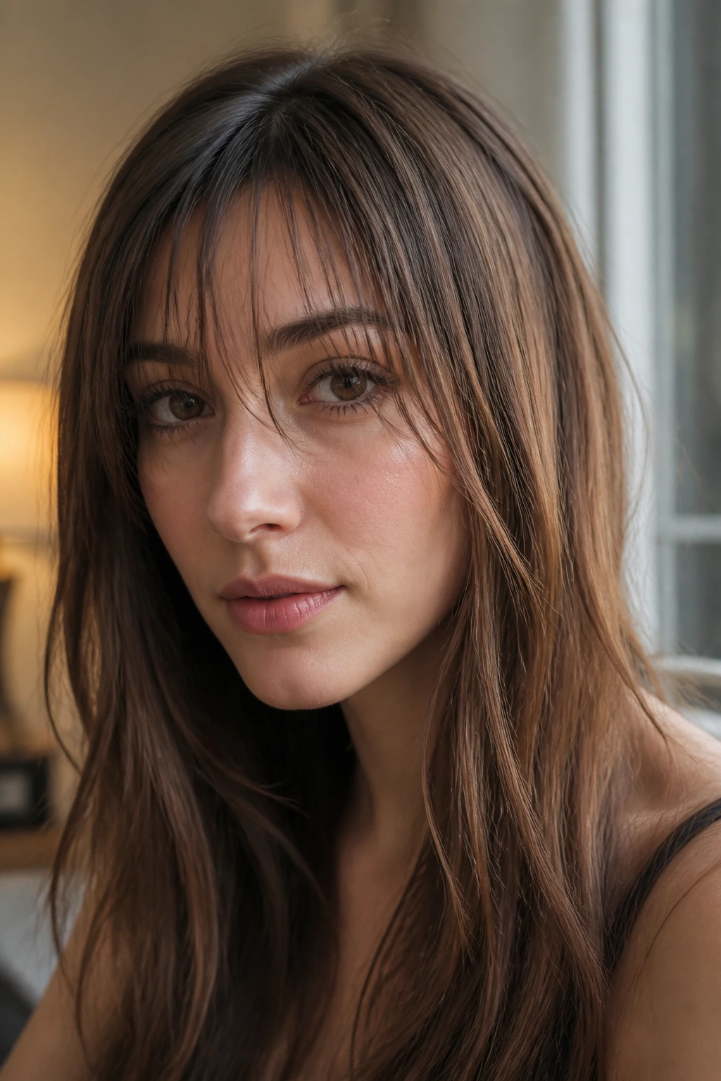 Real person with razor-cut see-through bangs