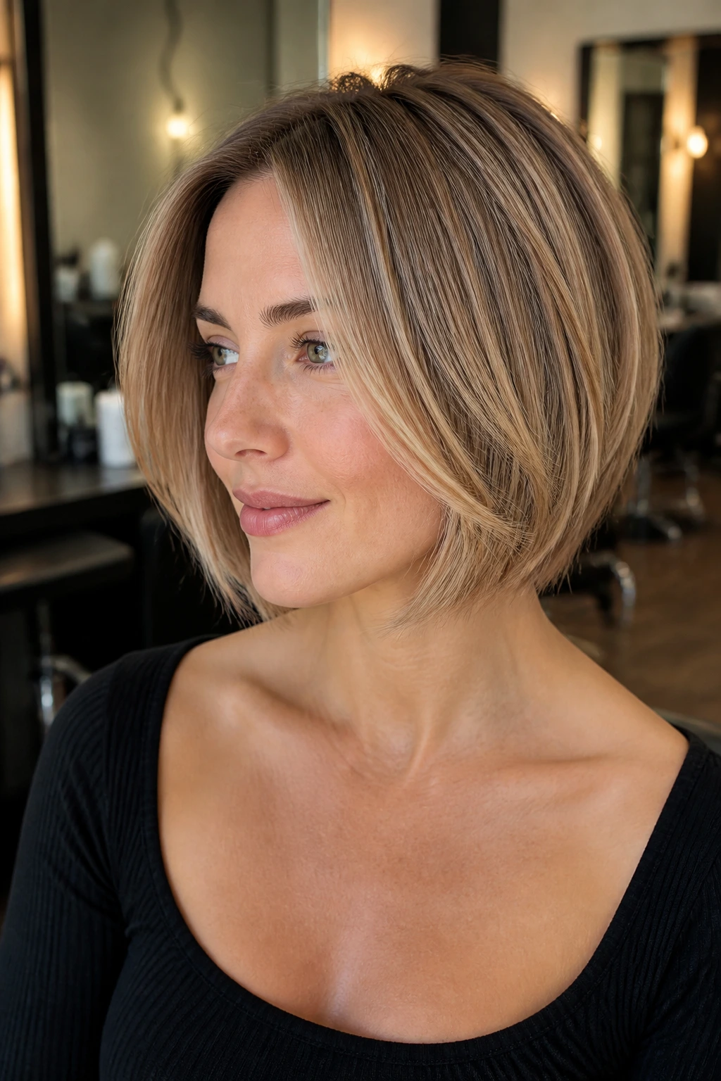 Portrait showing smart shade with subtle face-framing highlights
