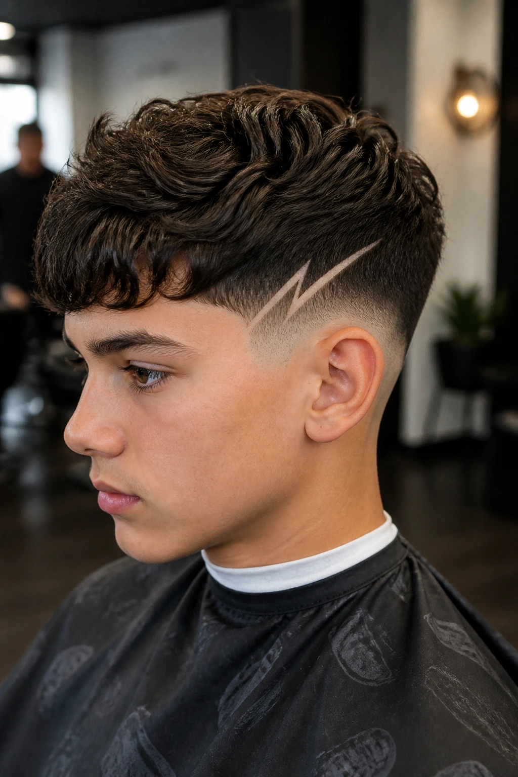 Boy's head with shadow fade and two bolts on the side