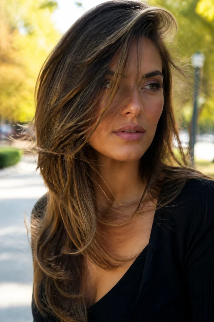 25 Long Side-Swept Part Face-Framing Layers