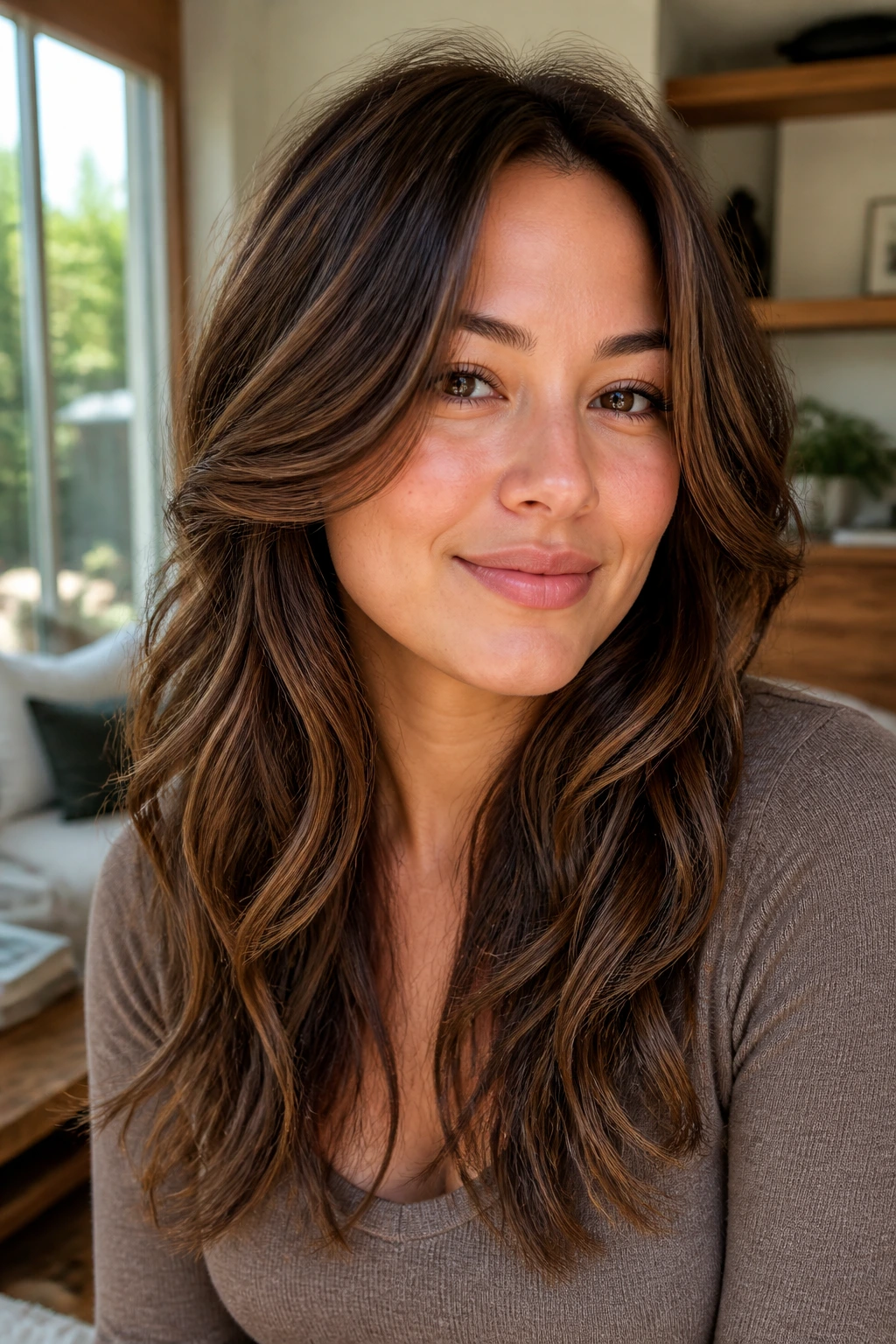 Close-up of a real woman with sculpted face-framing waves highlighting the shape that sticks