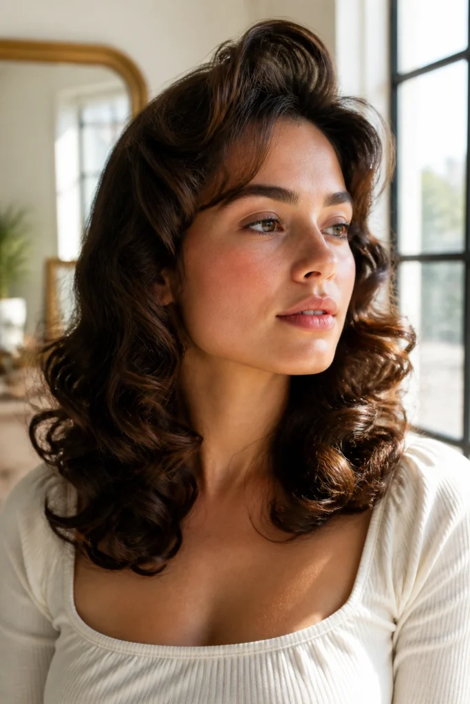 25 Retro Curls for Frizzy Hair and Square Faces