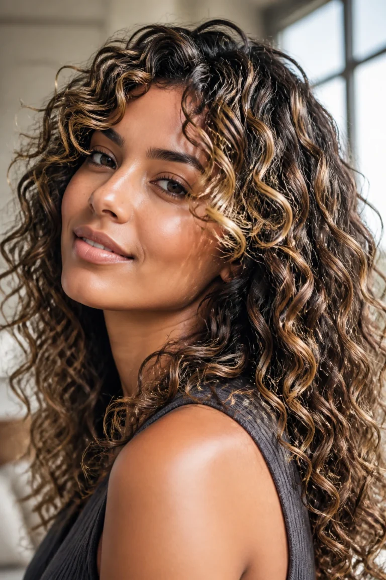 28 Blonde Level Highlights for Dark Hair with Curly Hair