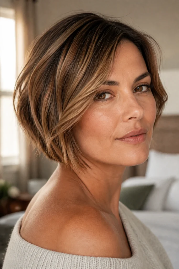 25 Very Short Bobs for Square Faces with Caramel Highlights