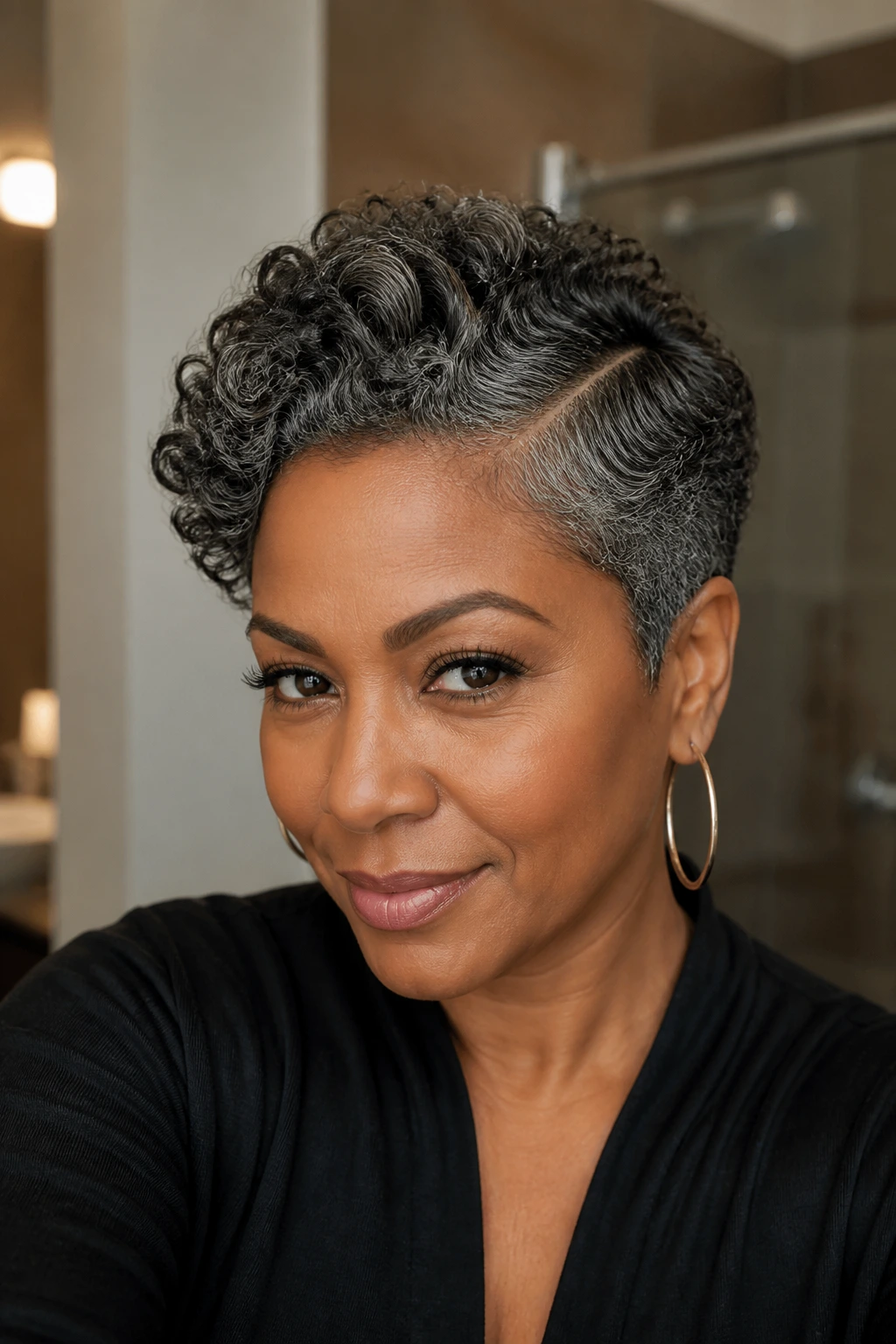 Close-up portrait of a person with a short-cropped lift and side part showcasing hairstyle variations.