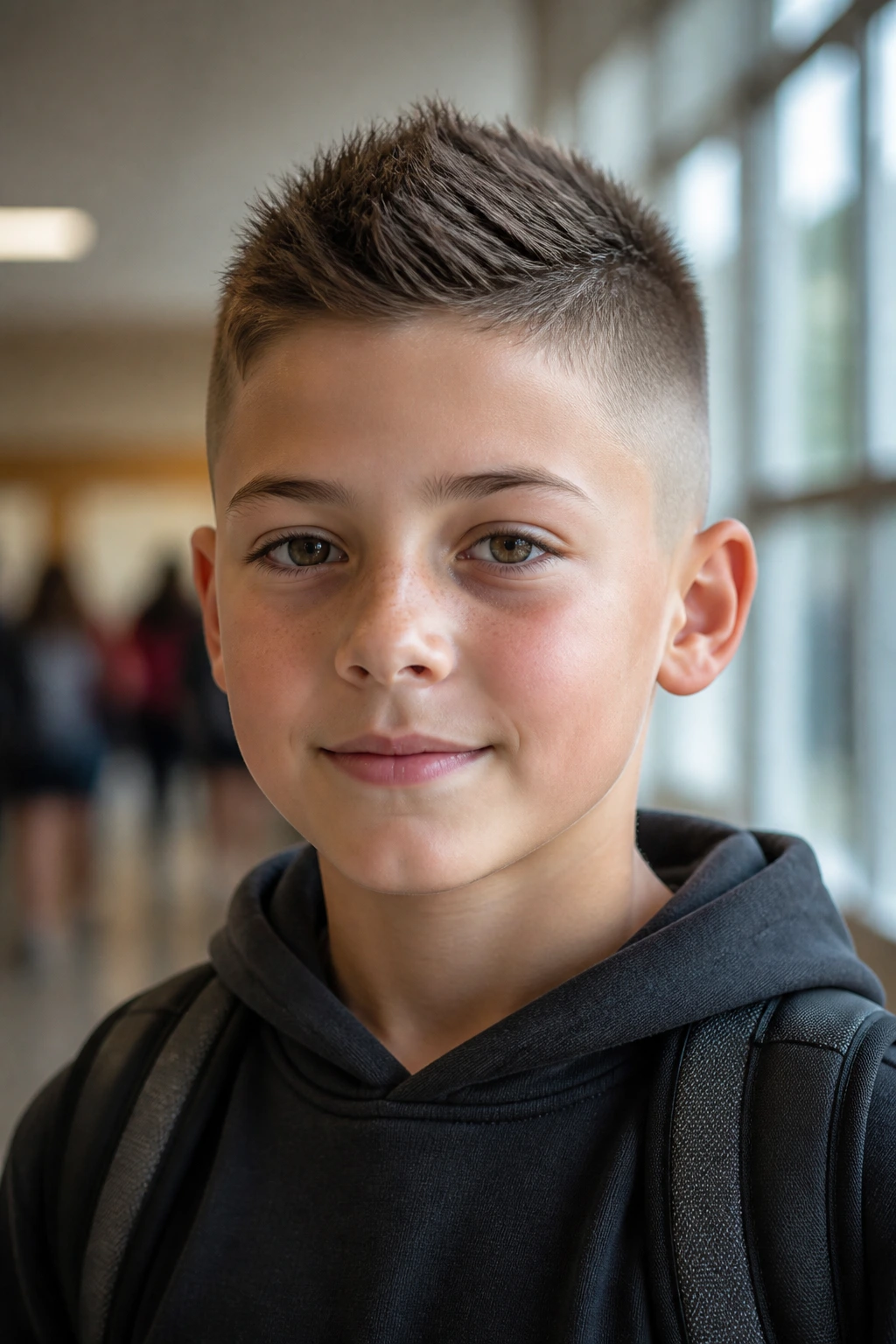 Real boy with short school-ready Eurohawk