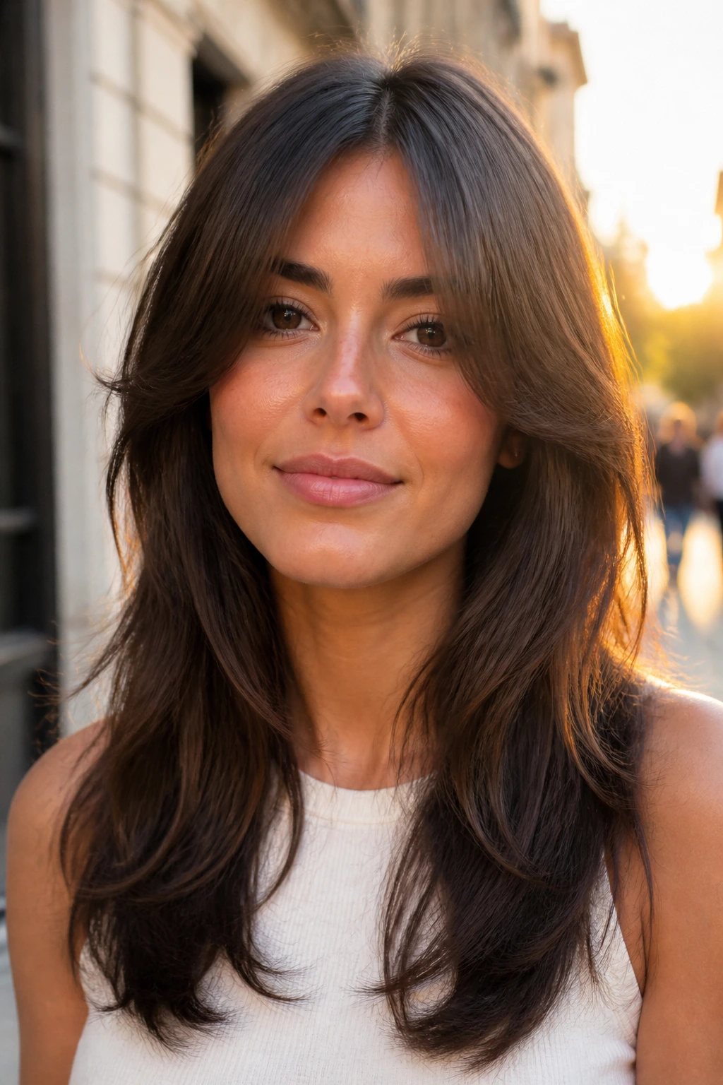 Real woman with short layers that stay soft as they grow out