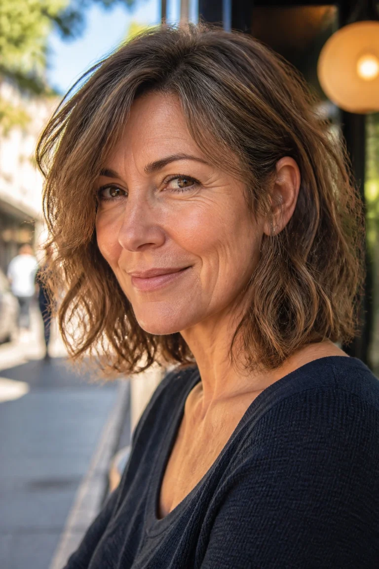 22 Shaggy Bobs for Women Over 50 with Wavy Hair