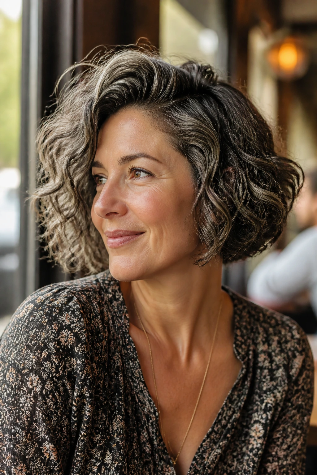 Side-part choppy bob with temple volume portrait