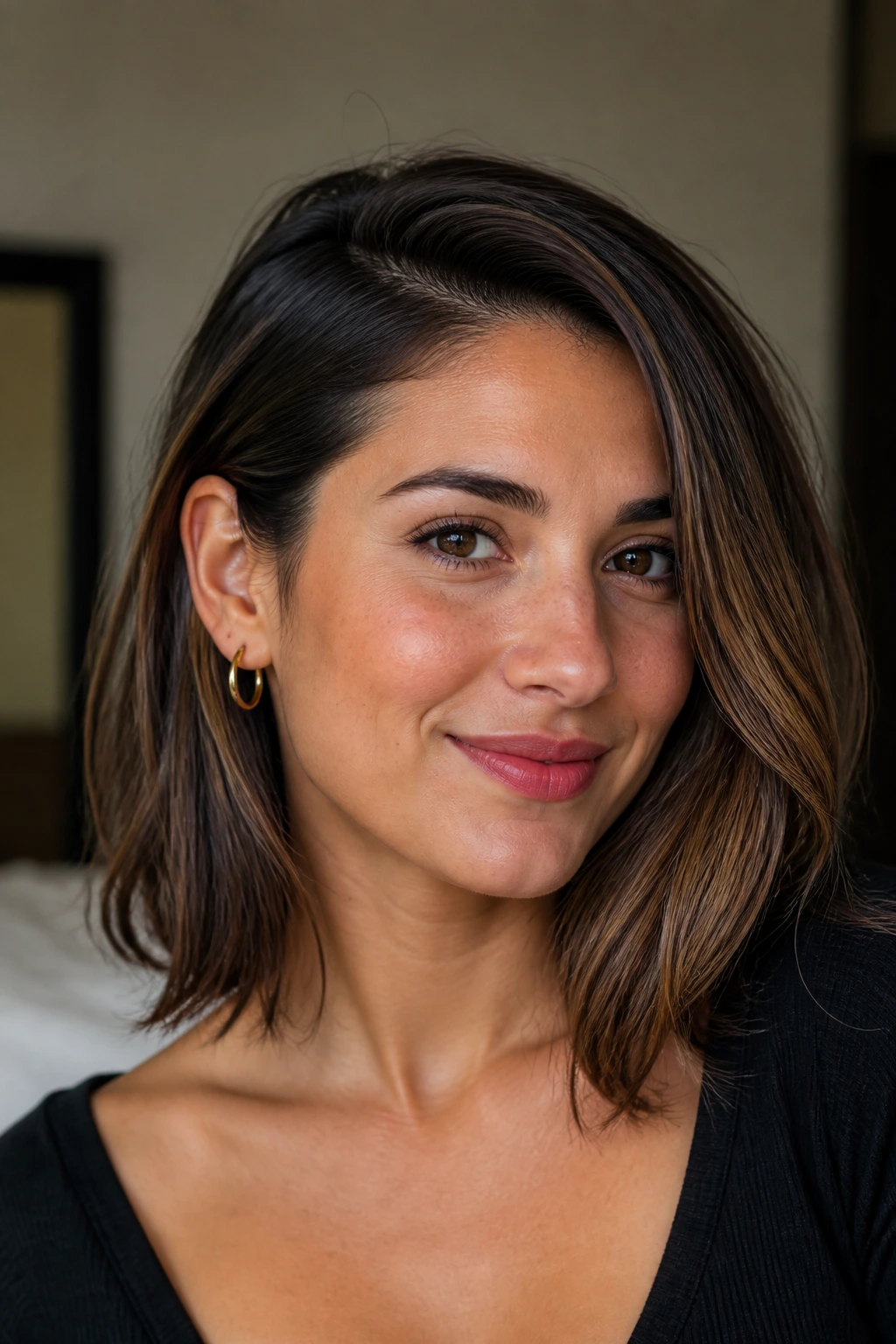 Side-Swept Ear Tuck hairstyle close-up