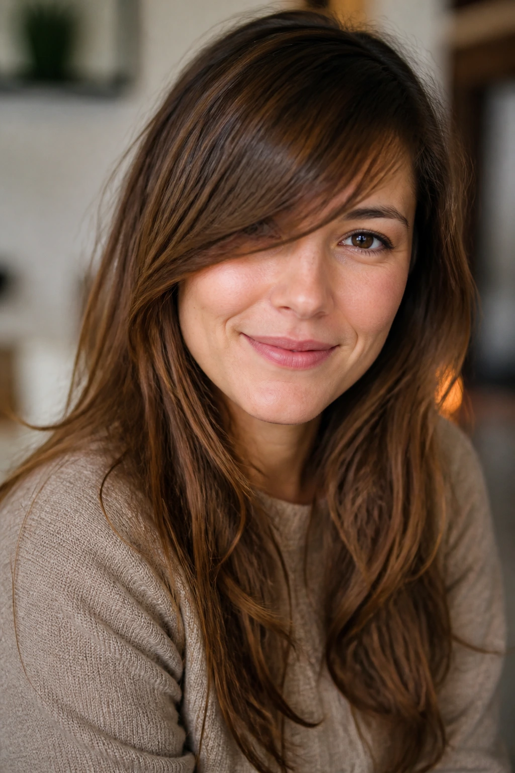 Portrait of a person with side-swept fringe