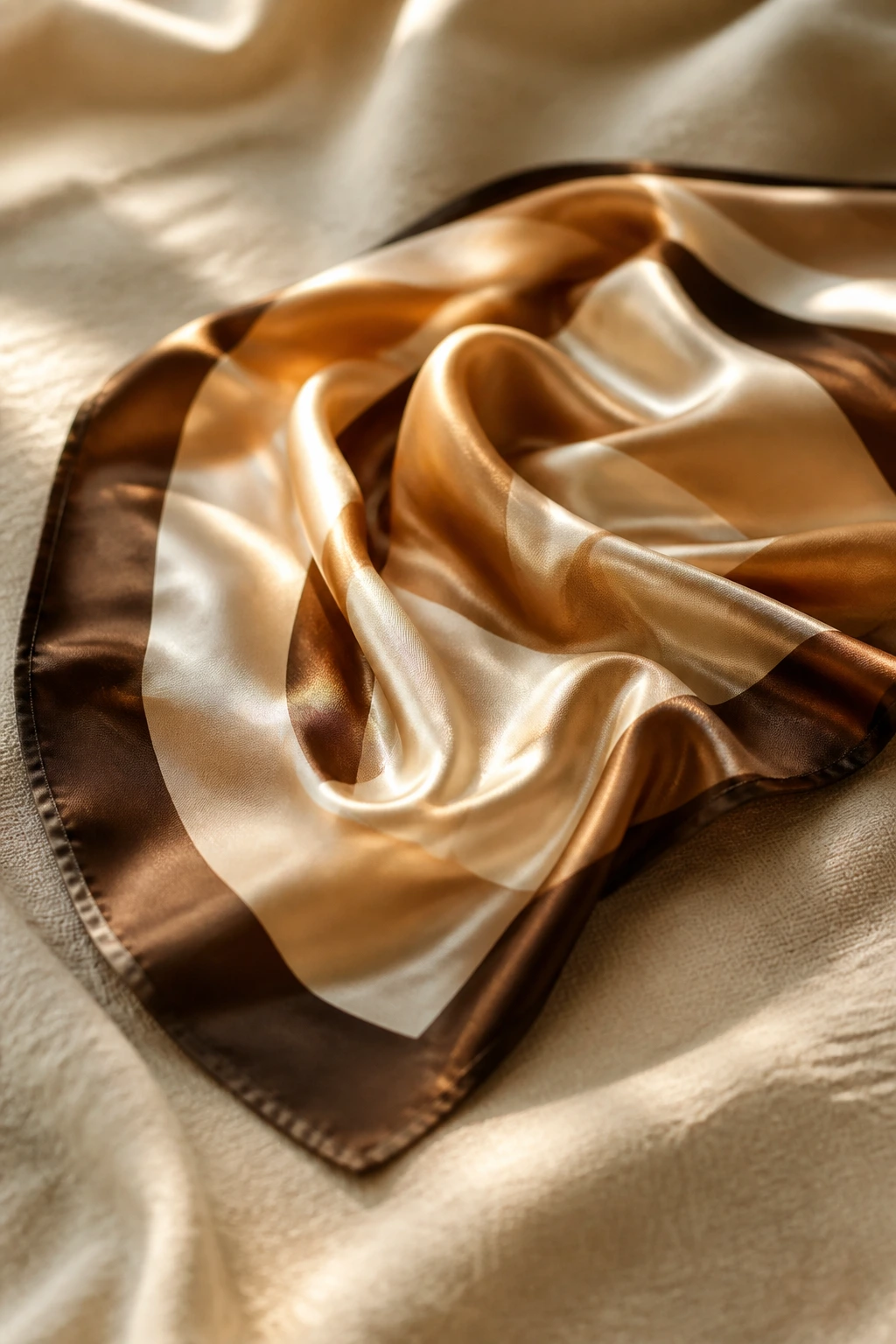 Silk scarf draped on neutral surface