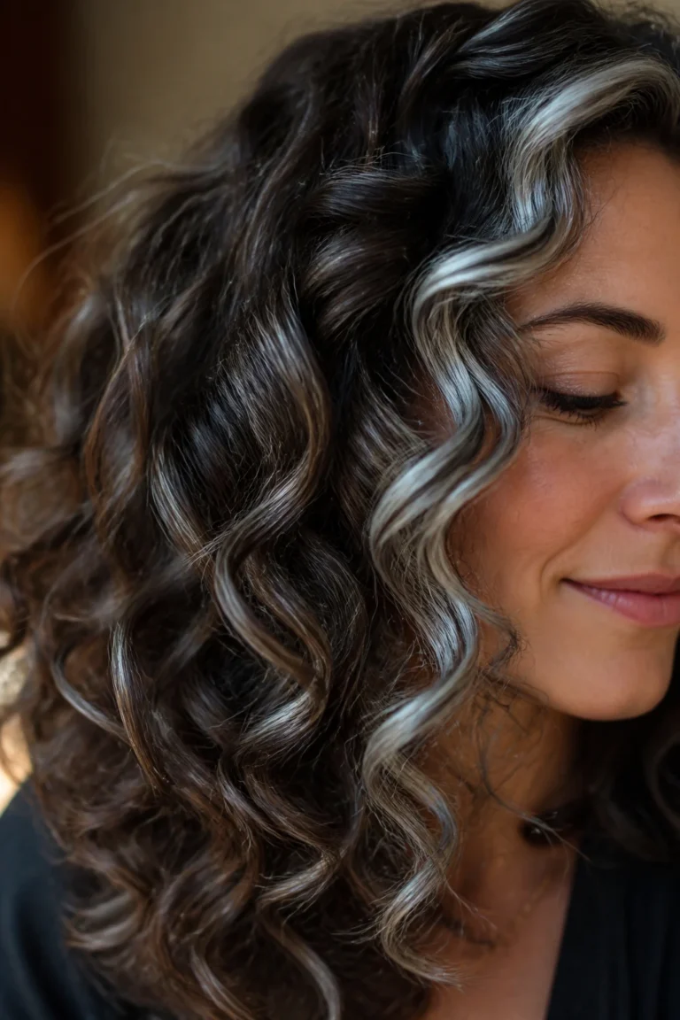 25 Silver Hair Color Ideas for Brunettes with Curly Hair