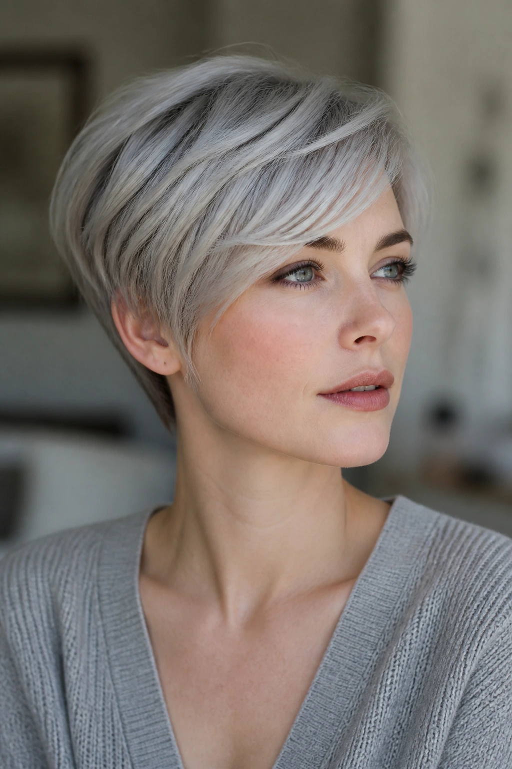 Portrait showing silver shade variations on pale skin corresponding to undertones.