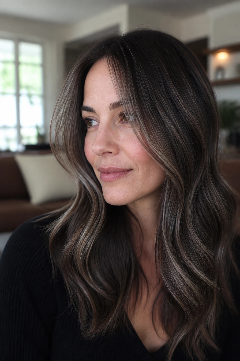 Brunette with smoky babylights for subtle movement