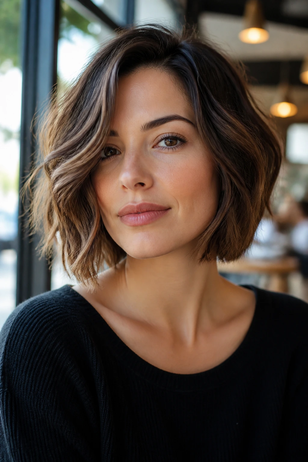 Soft A-line bob portrait with front length skimming jaw
