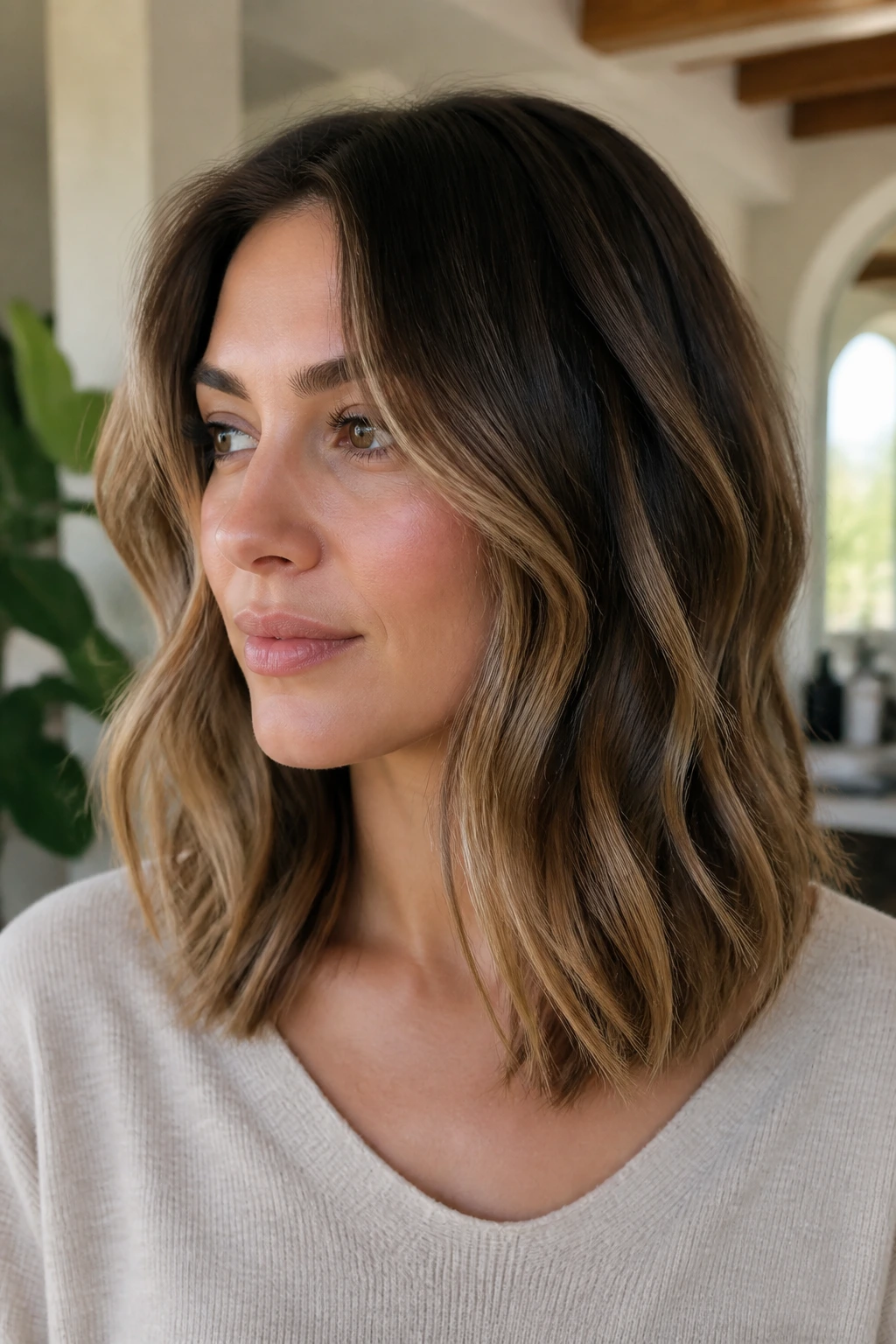 Close-up of a soft A-line lob on a real person