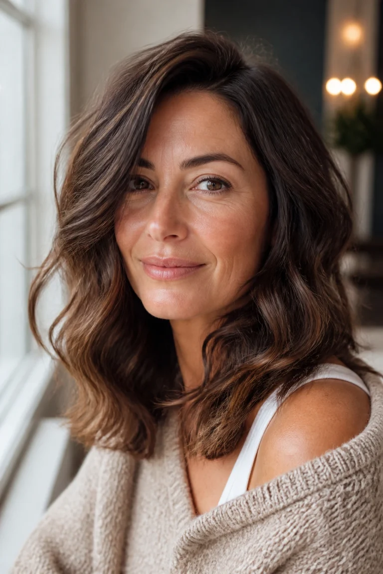 22 Messy Waves for Frizzy Hair and Square Faces