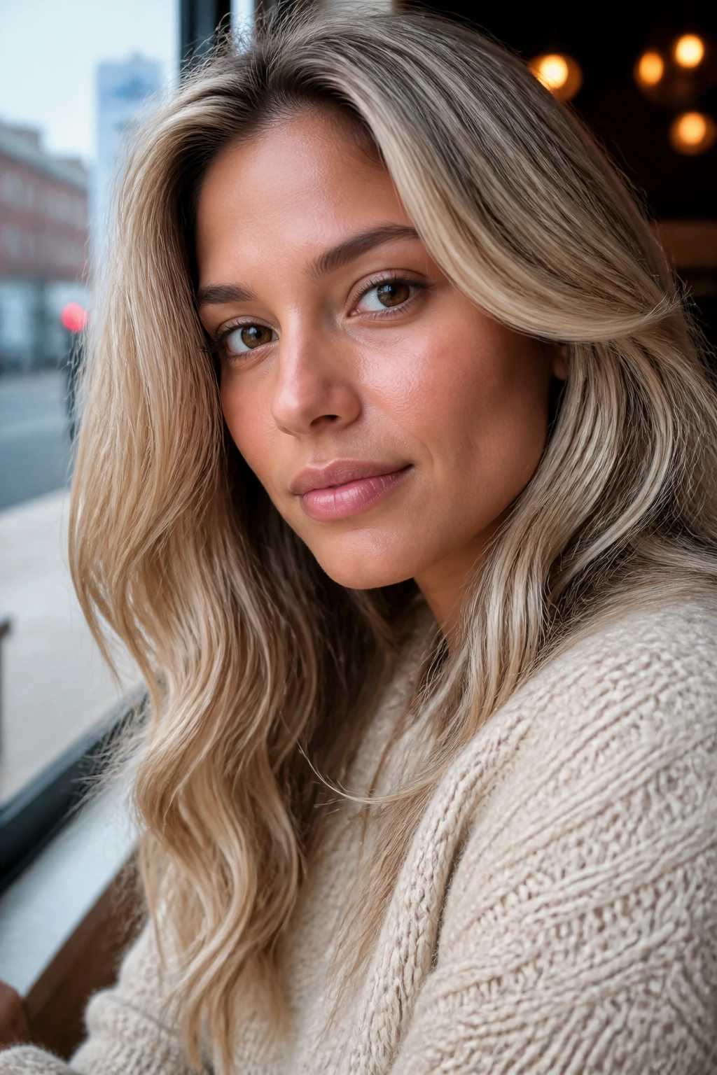 Close-up of soft beige blonde hair in natural light