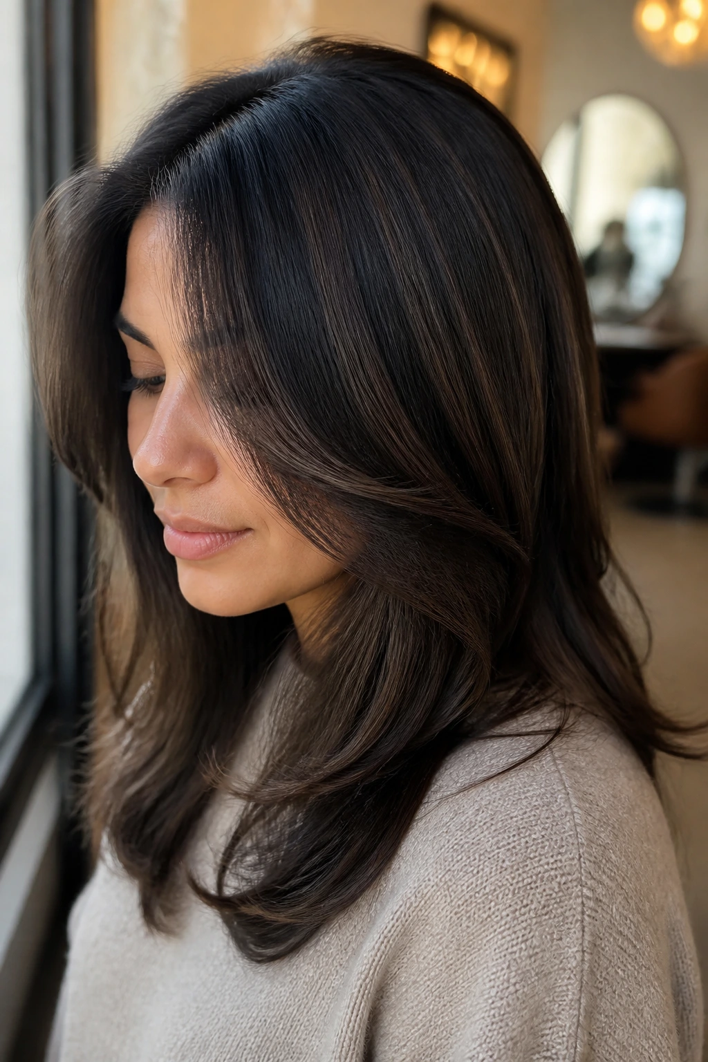 Portrait of a person with soft brunette shading in natural light