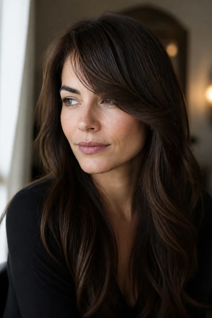 22 Side-Swept Bangs for Long Hair and Square Faces