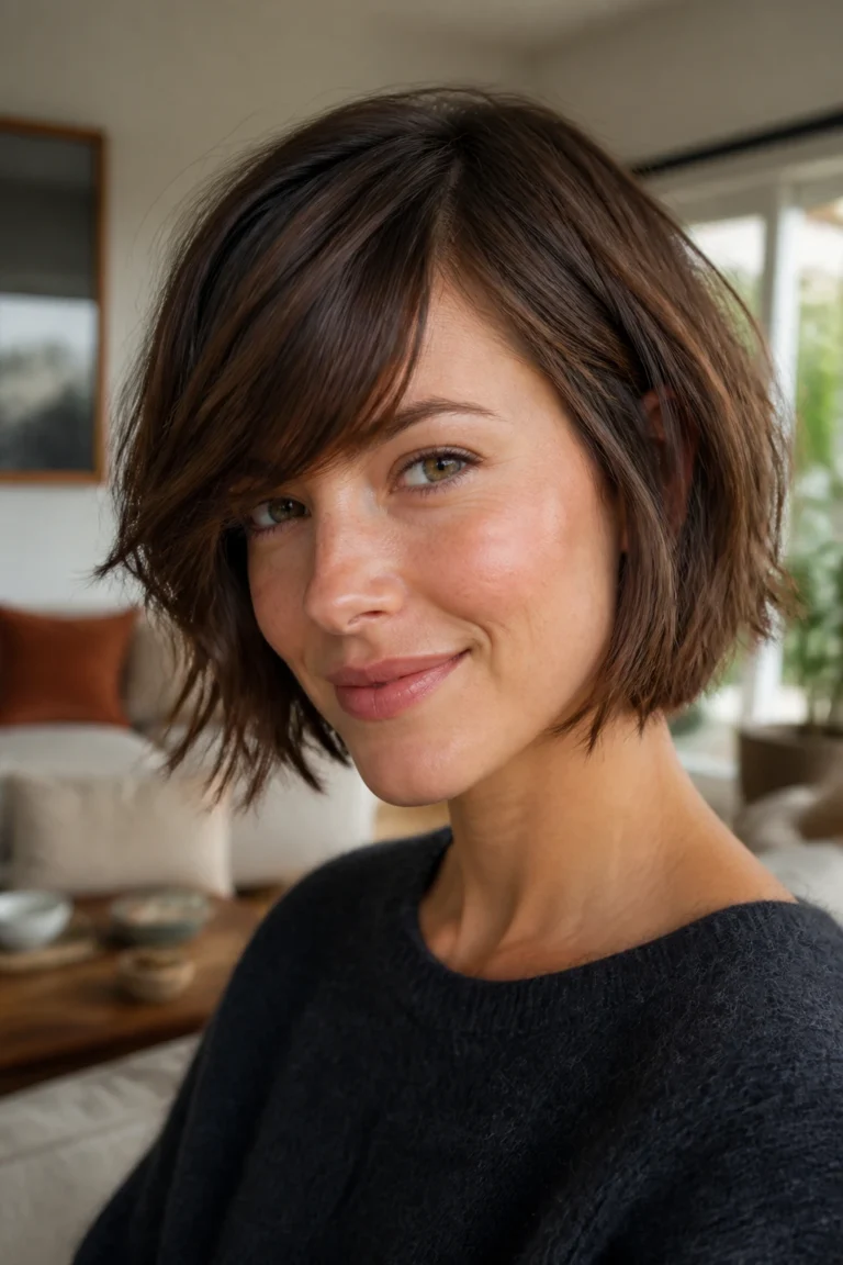 28 Side-Swept Bobs with a Fringe for Busy Mornings