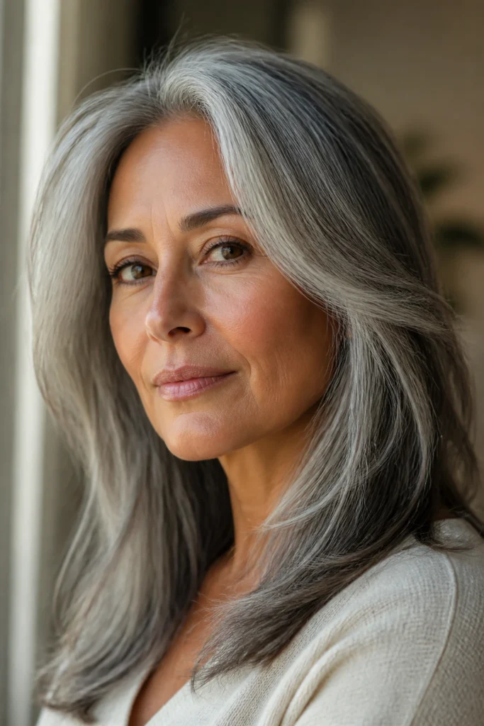 25 Toning Natural Grey Hairstyles for Warm Skin Tones