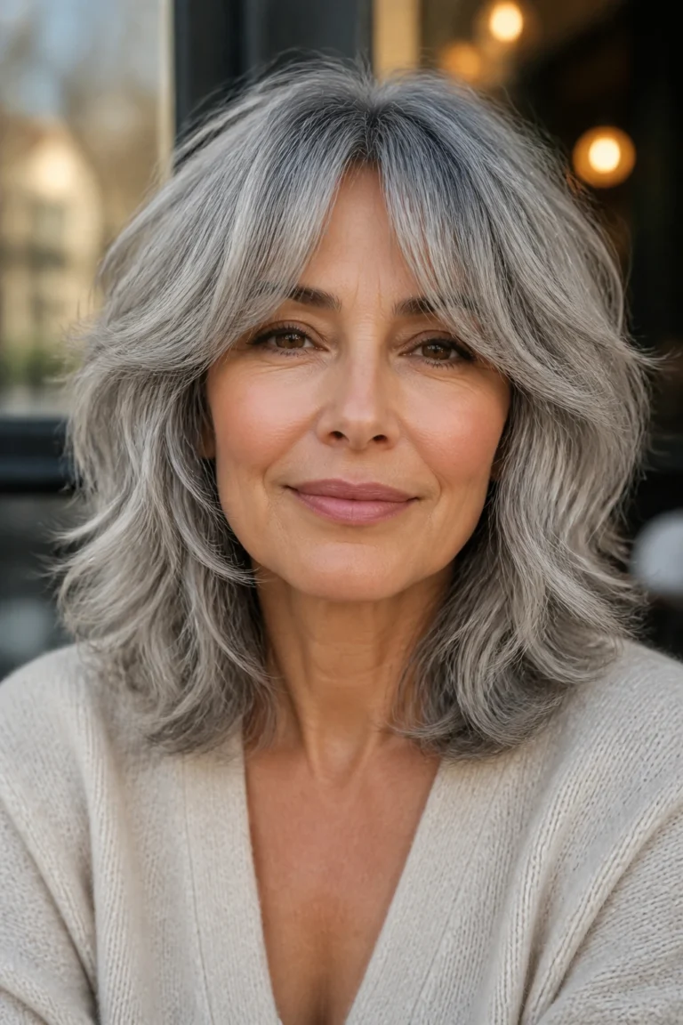 22 Grey Hairstyles for Warm Skin Tones with Soft Layers