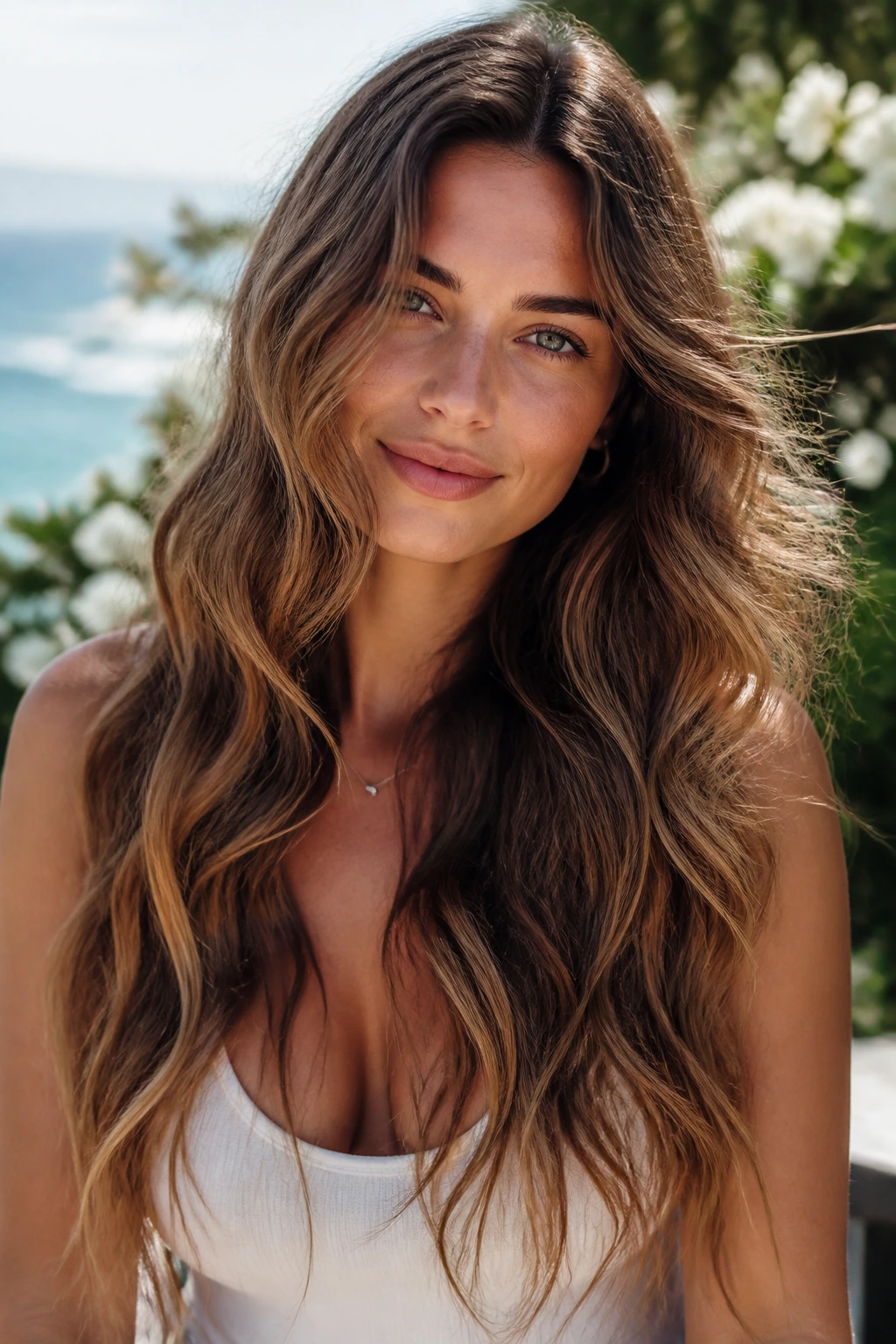 Close-up of a real person with Soft Mermaid Waves and babylights