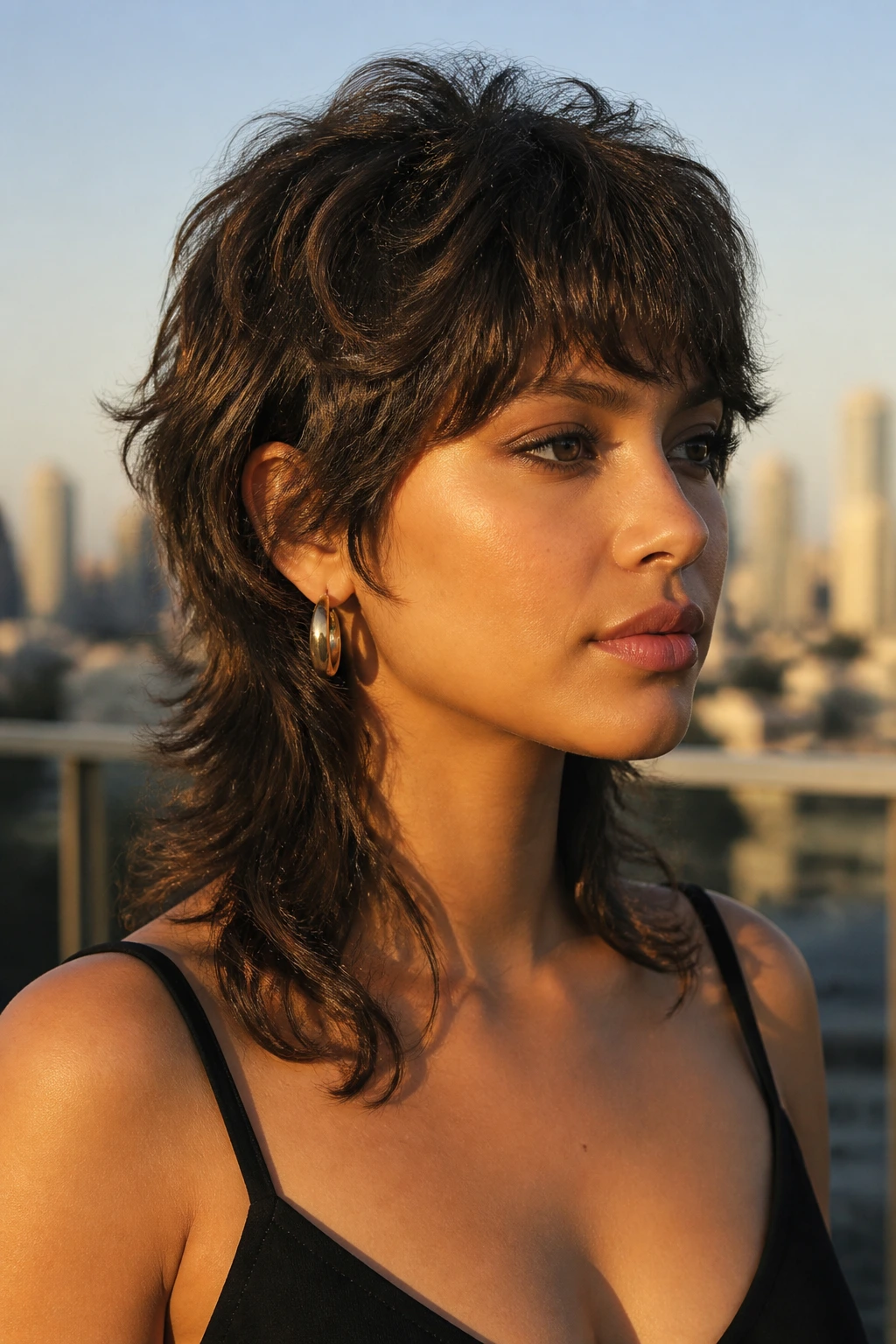 Real woman with soft modern mullet showing front-short crown lift and back length