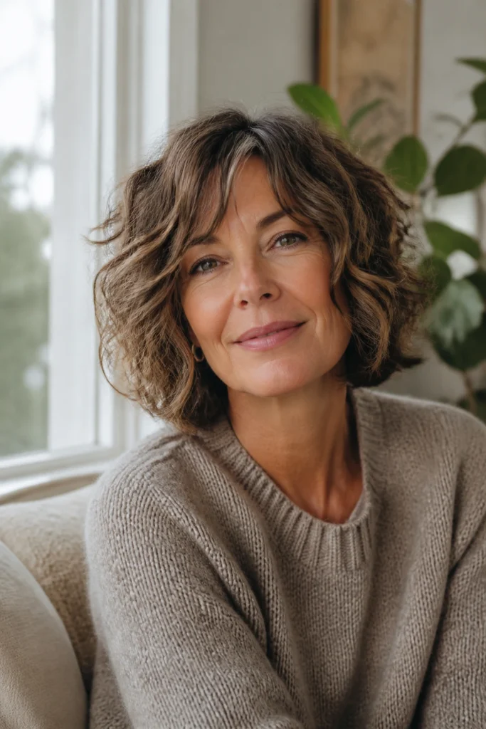 25 Tousled Bobs for Women Over 50 with Curly Hair