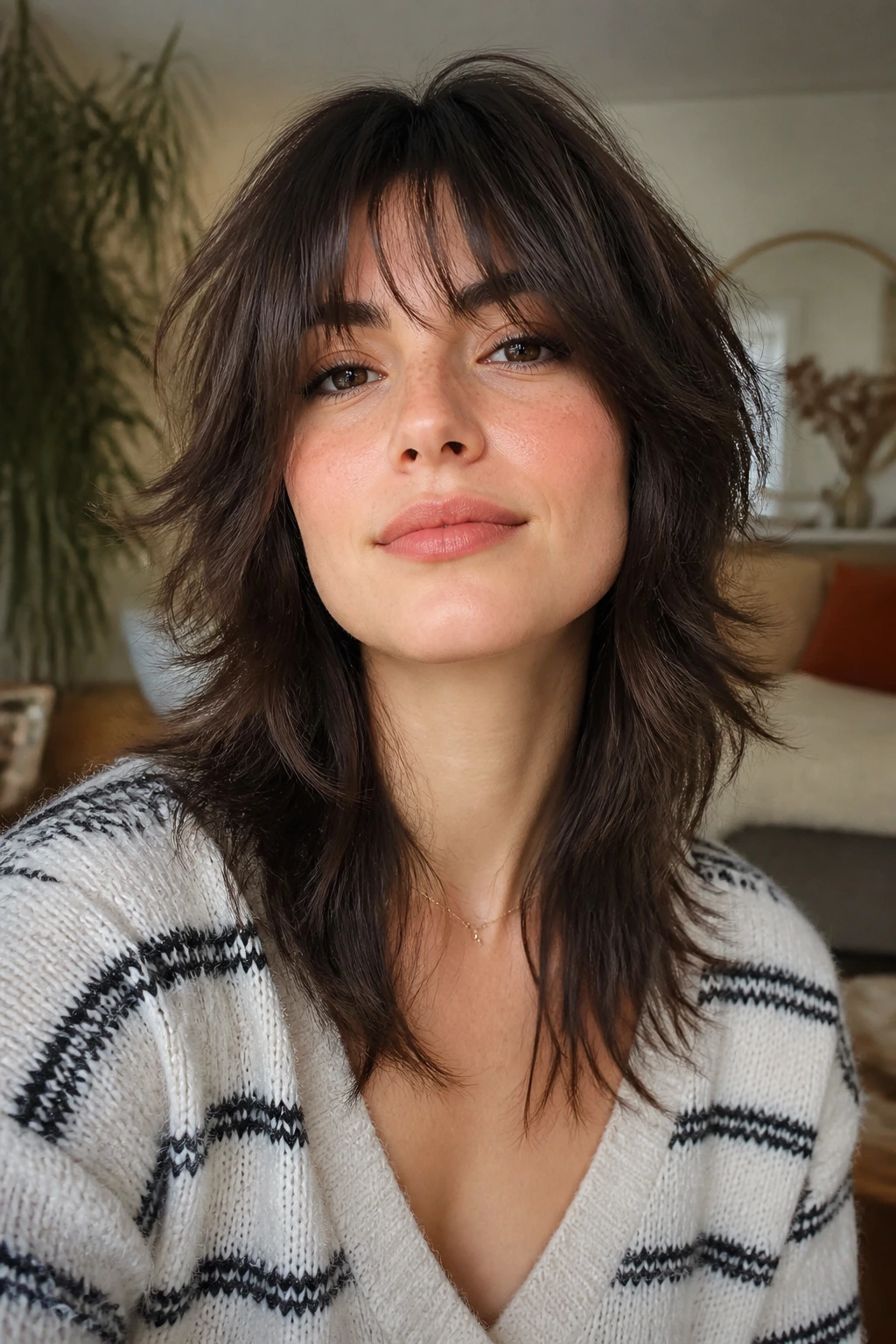 Portrait of person with soft shag variation and lifted crown