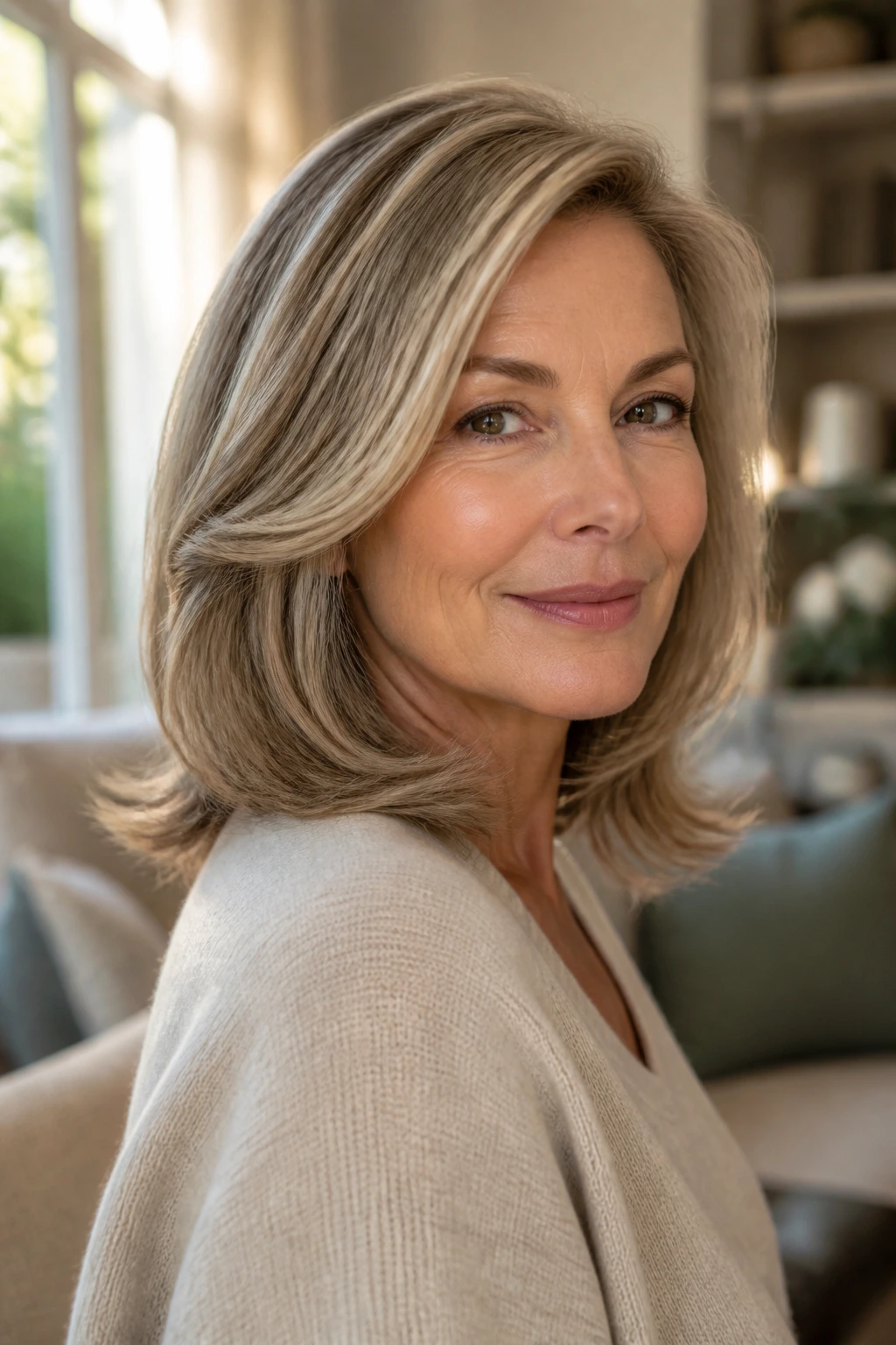 Close-up of shoulder-length hair with a soft blowout and subtle crown lift