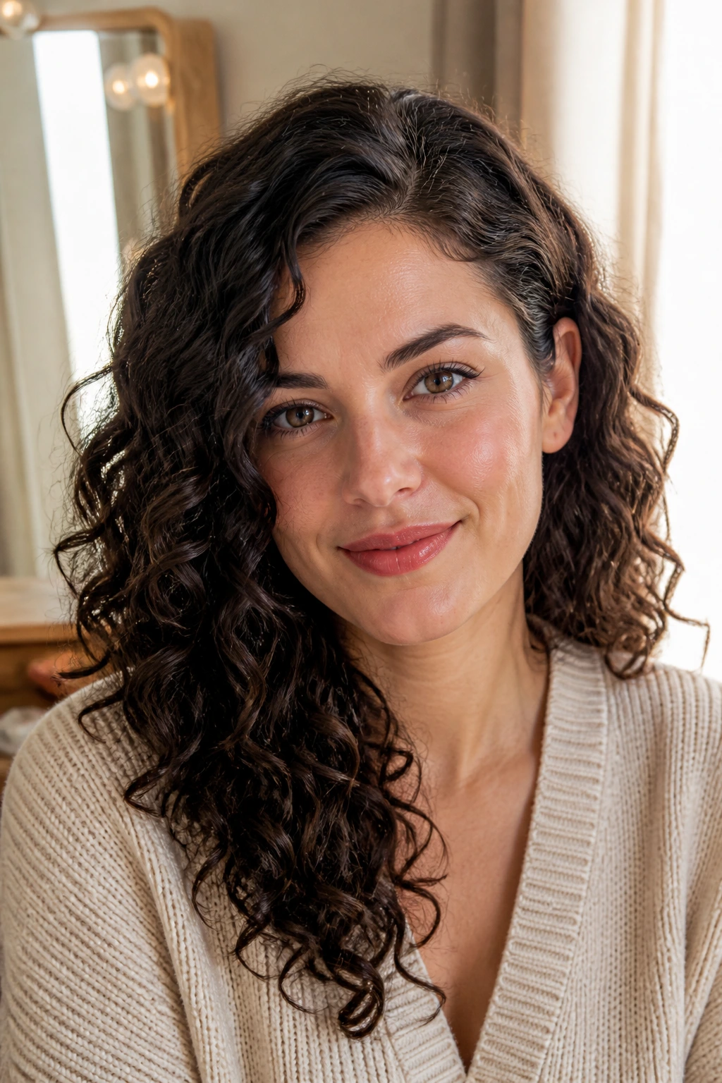 Close-up of a real person with a soft off-center side part showcasing variations in style