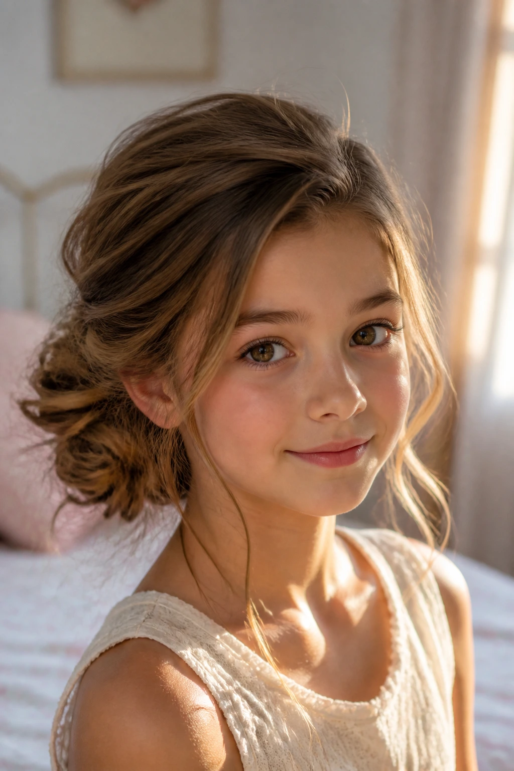Real child with soft side roll and face-framing pieces
