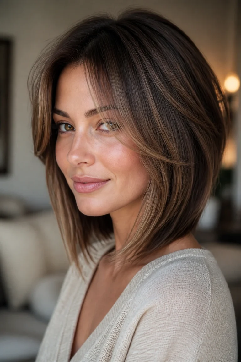 25 Long Inverted Bobs with Layers for Round Faces