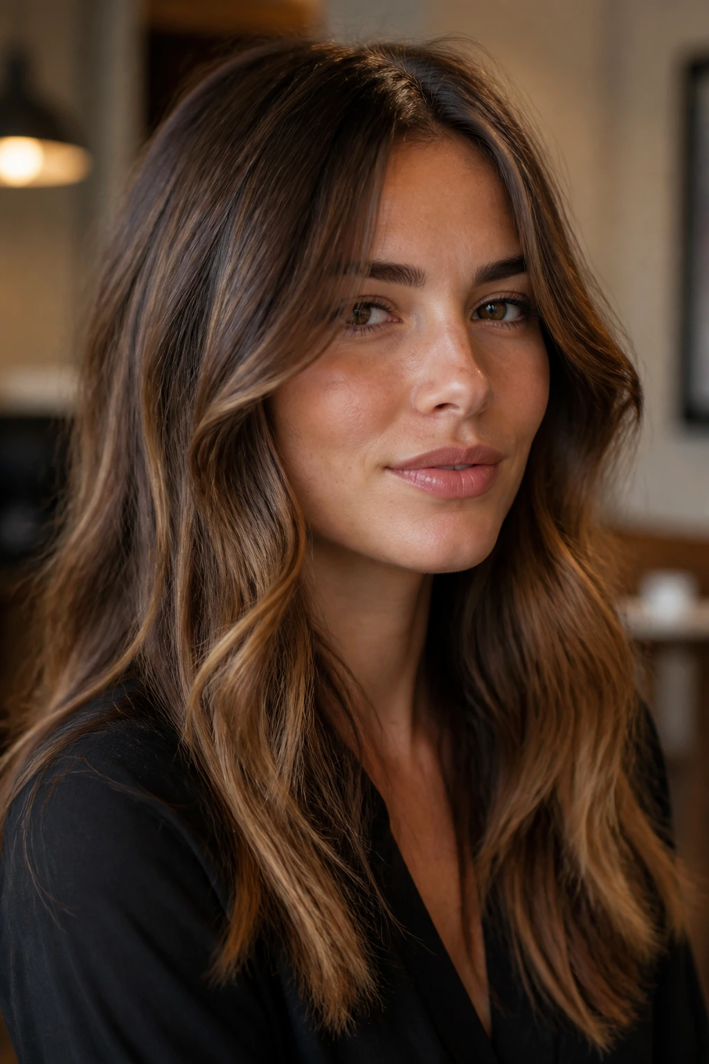 Portrait showing soft bend in front hair pieces framing the face