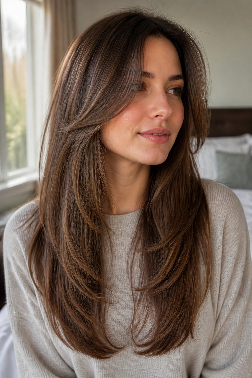 Real person with soft U-shape haircut and tapered front
