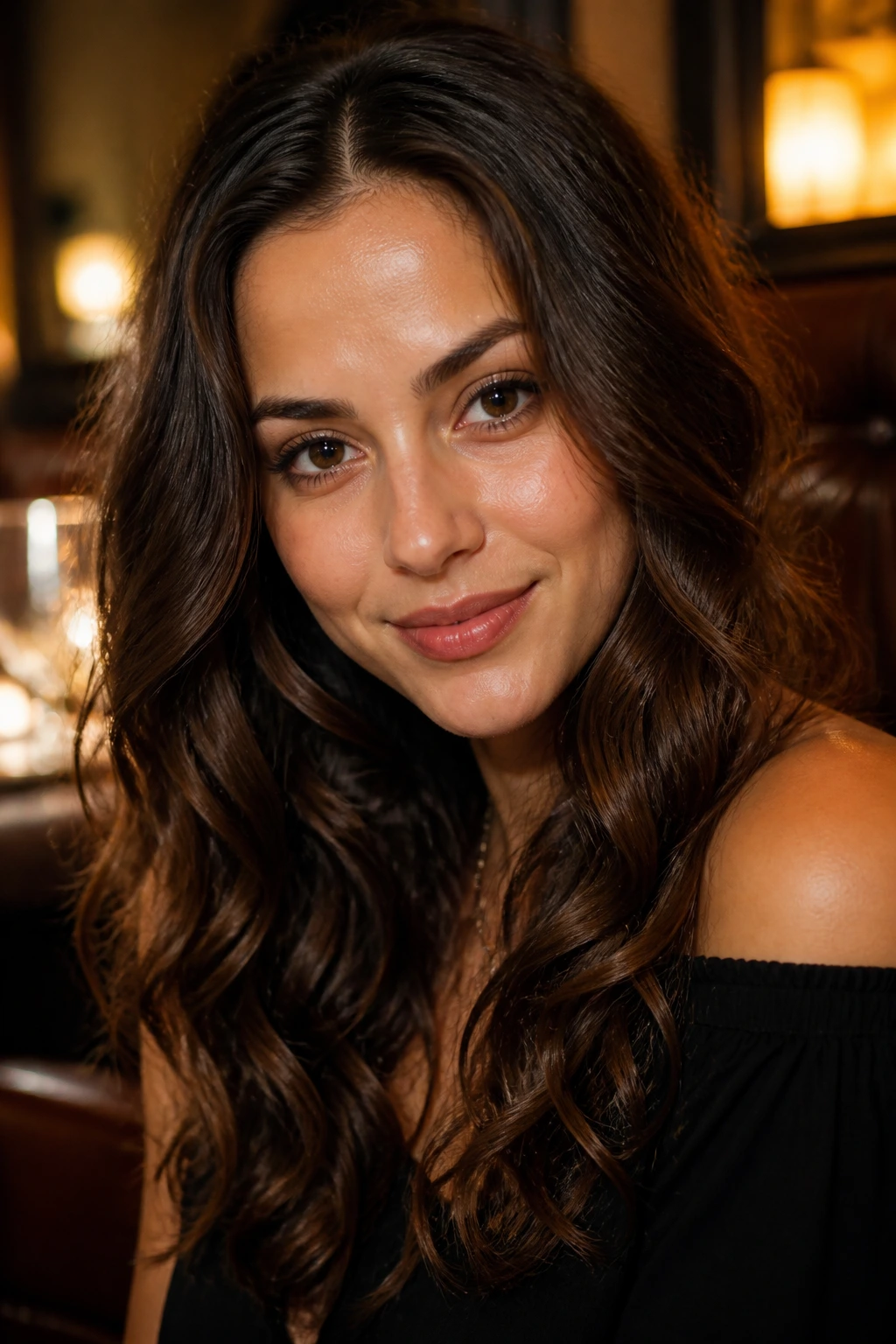 Close-up portrait of a woman with heart-shaped face and soft waves flattering the jawline