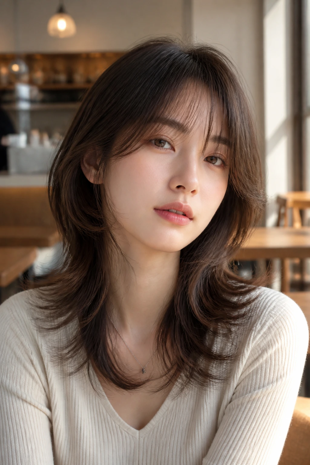 Woman with soft wolf cut and airy ends
