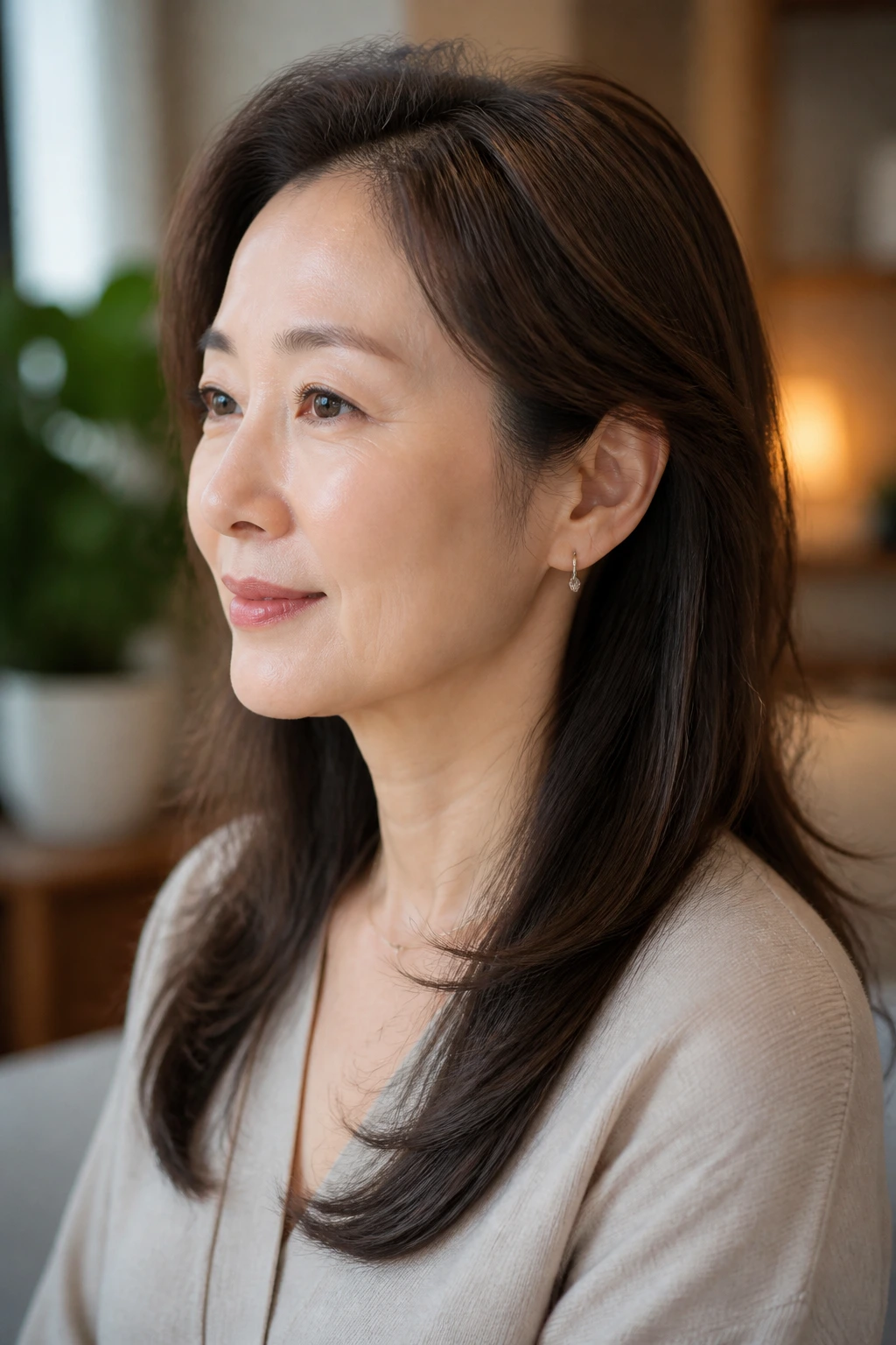 Portrait of woman with softly tapered length around ears